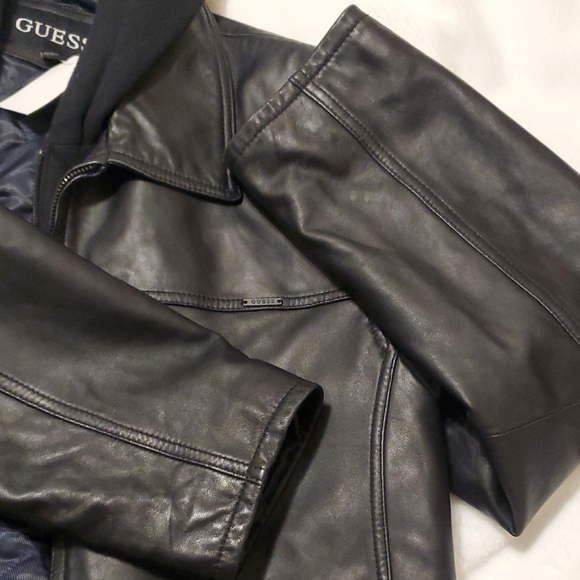Guess Black Genuine Leather Outerwear - Picture 9 of 13